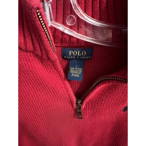 Polo Ralph Lauren Kids 1/4 Zip Sweater Red Size 7 - Picture 5 of 6